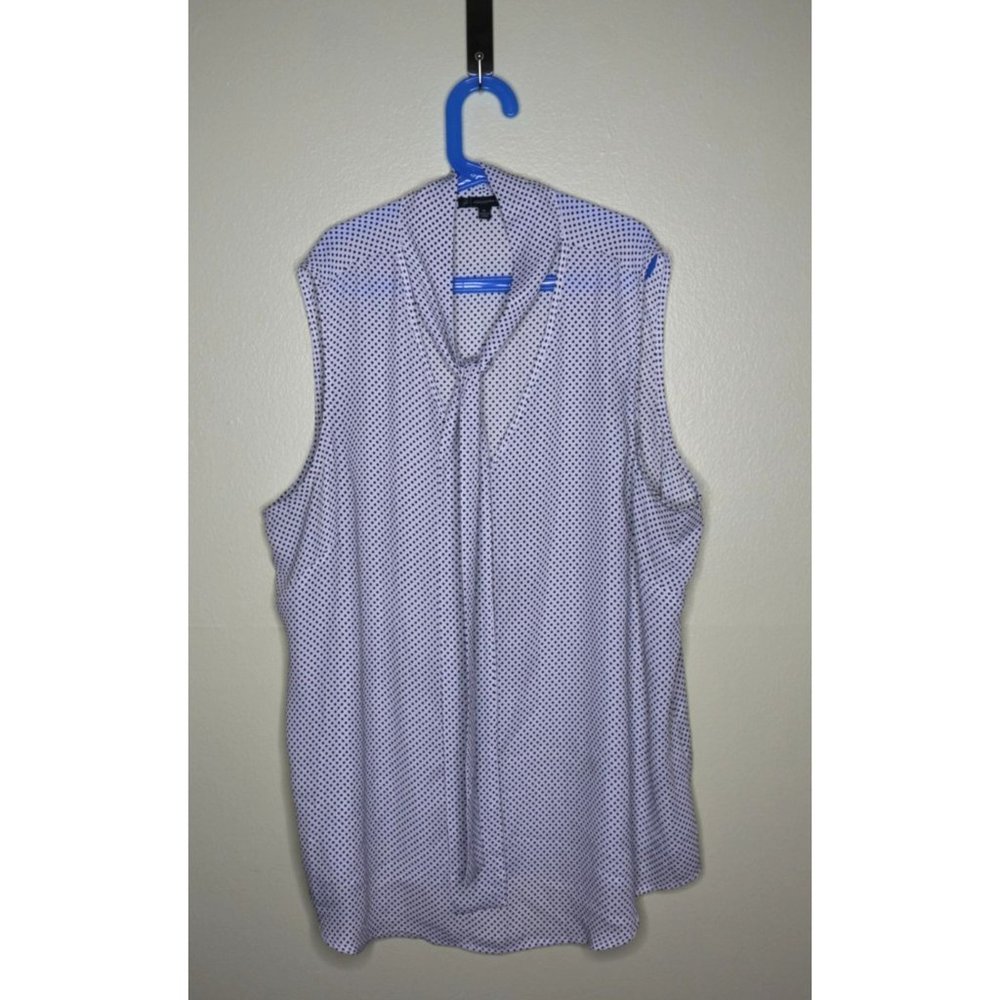 Adrianna Pappell White Black Dot Sleeveless Shirts Sz XL